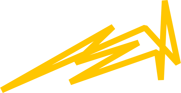 Lightbulb Media standard brand shape, which is an irregular geometric line, made to look like graffiti, in yellow